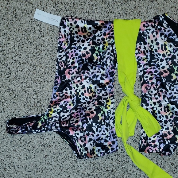New York & Company Open Cut One Piece Bikini Swimsuit- Multi-Color Animal Print - Picture 4 of 6